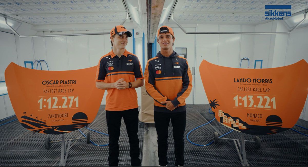 From the racetrack to the spray booth: Lando Norris and Oscar Piastri take on the Sikkens Spray Challenge